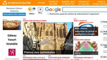 Présentation générale de la page d'accueil du site Ordissinaute